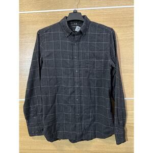 NWT Denim and Flower Plaid Flannel Shirt Men's L Gray/Maroon Long Sleeve